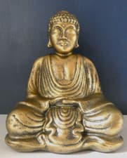 Image of Sitting Buddha Ornament - Resin - Antique Gold Finish - 20cm