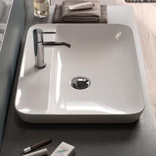 Image of RAK Variant Rectangular Drop-In Wash Basin 550mm Wide 1 Tap Hole - Alpine White