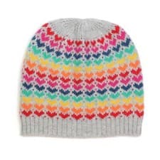 Image of Womens Beanie Hat Ladies Winter Rainbow Heart Pattern Warm One Size