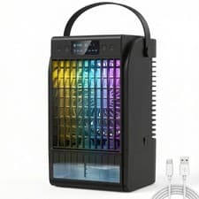 Image of HOMCOM 4-in-1 Mini Air Cooler with RGB 7 LED Light, Cooling Fan, Black