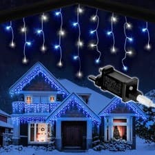 Image of Netta Icicle Christmas Lights Outdoor And Indoor Timer 8 Modes 240-2000 LED