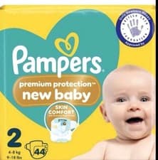 Image of Pampers New Baby Size 2 Nappy 4-8Kg Premium Protection, Pack of 44 Nappies