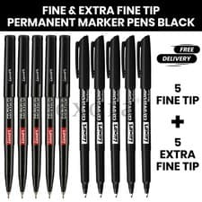 Image of 10X EXTRA FINE+EXTRA FINE TIP Permanent Marker Pens BLACK CD / DVD - Best Price