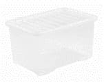 Image of Storage Box Wham Crystal 60 Litre & Lid Clear, 5 Pack, 60 X 40 X 33 cm