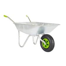 Image of 65L Wheelbarrow Garden Cart Galvanised Steel Pneumatic Tyre Heavy Duty