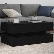 Image of Modern Wooden Rectangular Living Room Coffee Table With LED Lights Wood Tables