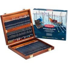 Image of Derwent Watercolour Pencils, Painting & Drawing, Set Of 48 In Wooden Gift Box,
