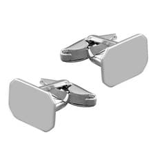 Image of Solid Sterling Silver Oblong Cufflink Set Men's 925 Hallmarked British Made