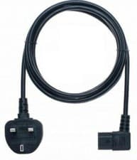 Image of 10M UK Mains 3 Pin Plug to IEC C13 Right Angled Power Cable, Black