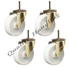 Image of 4 - 80mm stainless steel nylon bolt hole swivel castor bolt fitting 150kg each