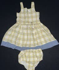 Image of BNWT RALPH LAUREN INFANT YELLOW BLUE CHECK 2 PIECE SUMMER DRESS AGE 18 MONTHS