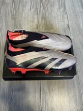 Image of Adidas Predator Elite Laceless Soft Ground Boots - UK6 - Platinum/Black/Carbon