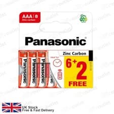 Image of Panasonic AAA Batteries Battery Genuine Zinc Carbon 1.5V Triple A Heavy Duty x 8