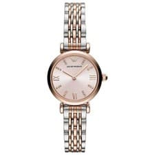 Image of EMPORIO ARMANI AR11223 GIANNI T-BAR SILVER/ ROSE GOLD WOMENS LADIES QUARTZ WATCH