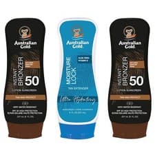 Image of 2 x Australian Gold SPF 50 Lotion Bronzer & Moisture Lock 237ml