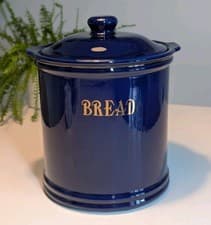 Image of Blue Ceramic Bread Bin / Croc (Large) Vintage 1990s. Unused & VGC!
