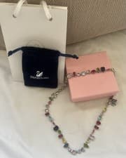 Image of Swarovski Gema Necklace Mixed Cuts Multicoloured Stones Rhodium Plated