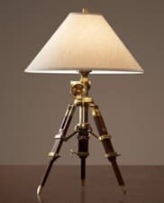 Image of Nautical Antique Brass Royal Marine Tripod Table Lamp Industrial Lamps