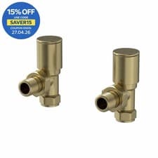 Image of RadiLux Angled Brushed Brass Radiator Valves - 15mm