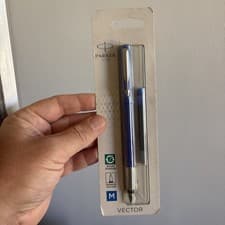 Image of Parker Vector Fountain Pen - Blue- Medium Nib - Blue Ink - Sealed Card Pack (d8