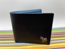 Image of PS PAUL SMITH Zebra Logo Stripe Billfold BLACK blue Leather Wallet