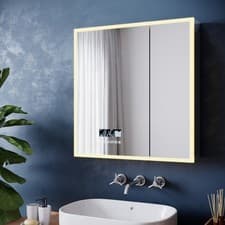 Image of LED Bathroom Mirror Cabinet Double Door with Shaver Socket Bluetooth Demister
