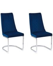 Image of Set of 2 Dining Chairs ALTOONA Velvet Navy Blue