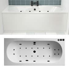 Image of Nuie Otley Whirlpool Bath Double Ended Hydrotherapy Spa Black Jets Bathroom Tub