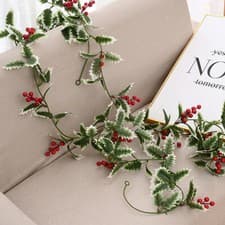 Image of Artificial Green Holly Berry 2M Christmas Garland Party Home Xmas Decorations