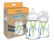 Image of Dr Browns Options+ Anti-Colic 150ml Glass Bottle - Wide Neck - Twin Pack - 0m+