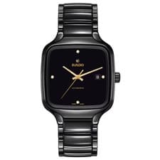 Image of Rado True Square Men's Diamond Black Ceramic Bracelet Watch