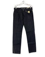Image of Guess Slim Straight Jeans Mens Size 32x32 Black Denim Regular Fit Mid Rise NWT