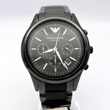 Image of NEW EMPORIO ARMANI AR1452 CERAMIC BLACK DIAL & STRAP MENS WATCH GIFT