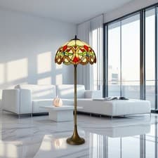 Image of Tiffany Table Lamp Floor Lamp 10/16 Inch Multicolor Stained Glass Shade