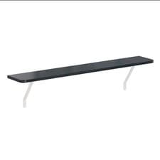Image of Radiator Shelf - Black MDF Wooden No Drill Over Radiator Shelves with Brackets