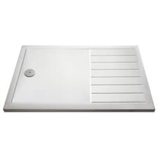 Image of Nuie White 1700mm x 700mm Rectangular Walk In Shower Tray with Centre Edge Waste