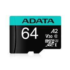 Image of 64GB AData Premier Pro microSDXC CL10 UHS-I U3 V30 A2 Memory Card w/SD Adapter