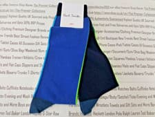 Image of PAUL SMITH 1 pk Crew Sock Mens Bright Tonal Black Blue O/S Socks NEW rp£22