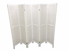 Image of WOODEN SLAT ROOM DIVIDER HOME PRIVACY SCREEN PARTITION NATURAL WHITE 4/6 PANEL