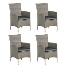 Image of Outsunny 4PC Outdoor Rattan Armchair Wicker Dining Chair Set for Garden Grey