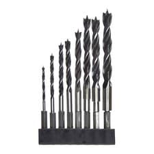 Image of 8 PIECE CARBON STEEL WOOD TWIST DRILL BIT SET WITH 1/4" HEX SHANKS 3mm-10mm BITS