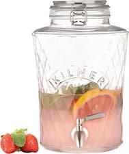 Image of Kilner Diamond Drinks Dispenser 5 Litre Glass Beverage Server with Stainless St