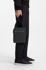 Image of HUGO BOSS Highway All Leather Zip Bag 50529289 Black