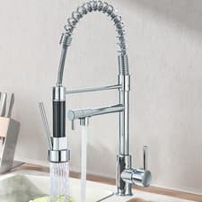 Image of Kitchen Sink Mixer Tap Pull Out Mono 360° Twin Dual Spout Spray Single Lever Tap