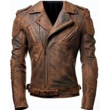Image of Men’s Motorcycle Biker Vintage Cafe Racer Distressed REAL Leather Jacket For Men