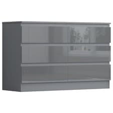 Image of Modern High Gloss 6 Drawer Chest of Drawers Storage Bedroom Living Room Cabinet