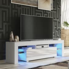 Image of Modern TV Unit 160cm | Cabinet TV Stand with High Gloss Doors | Free LED