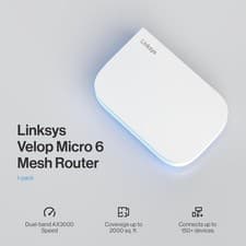 Image of WiFi 6 AX3000 Mesh Router Linksys Velop Micro 6 2000sq ft Coverage Expandable