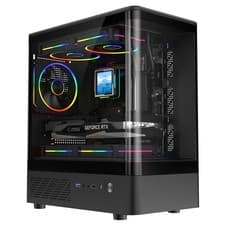 Image of CIT F3 Micro ATX Gaming PC Case mATX Glass Panel 3x 120MM ARGB LED Fans Black