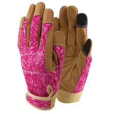 Image of Town & Country Lux Synthetic Leather Gloves Padded Comfort Gardening Pink / Blue